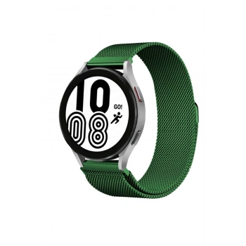 Mey İthalat®  Samsung Galaxy Watch 4 Metal Mıknatıslı Kordon - Haki Yeşil