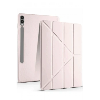 Mey İthalat®  Samsung Galaxy X610 Tab S9 FE Plus 12.4 Kılıf Kalemlikli Mars Tablet Kılıfı - Rose Gold