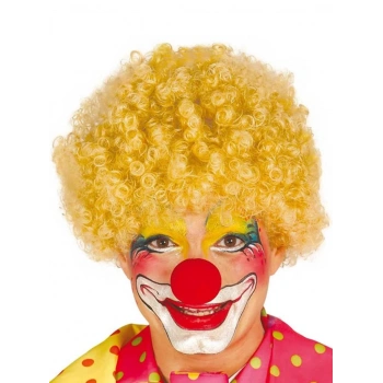 Mey İthalat® Sarı Renk Kıvırcık Afro Bonus Peruk Takma Saç ve Kırmızı Burun Seti