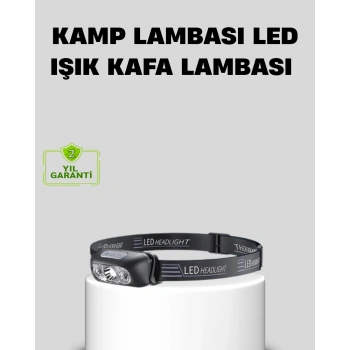 Mey İthalat® Şarjlı LED Kafa Feneri | 4 Modlu Akıllı Sensörlü Far | Su Geçirmez IPX5 Kamp ve Balıkçı Lambası