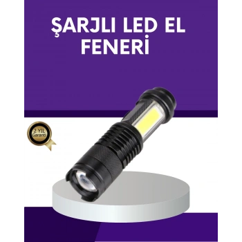 Mey İthalat® Şarjlı Mini LED El Feneri 2000 Lümen Su Geçirmez