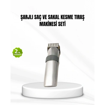 Mey İthalat® Şarjlı Saç ve Sakal Kesme Makinesi – Paslanmaz Çelik Bıçak, Ayarlanabilir Başlık