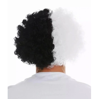 Mey İthalat® Siyah Beyaz Kıvırcık Afro Bonus Peruk Taraftar Bonus Saç