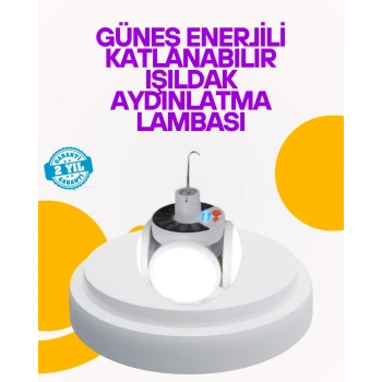 Mey İthalat® Solar Enerjili Katlanabilir Led Kamp ve Bahçe Lambası