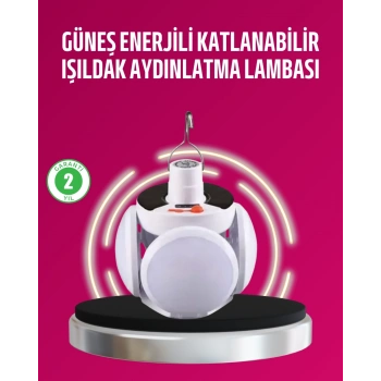 Mey İthalat® Solar ve USB Şarjlı Su Geçirmez Katlanabilir LED Lamba
