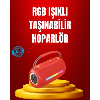 Mey İthalat® Suya Dayanıklı 20W RGB Hoparlör Bluetooth, USB, SD Kart ve AUX Girişli