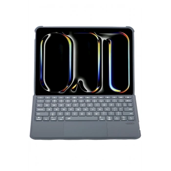 Mey İthalat®   T5504D iPad Pro 11 (2024) Kılıf Palermo Ledli Klavyeli Standlı Tablet Kılıfı - Siyah