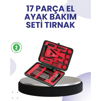 Mey İthalat® Taşınabilir Deri Kutulu 17 Parça Manikür Seti