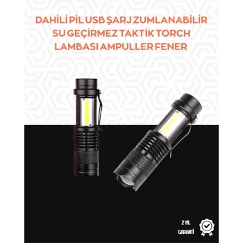 Mey İthalat® Taşınabilir Şarjlı LED Fener - 4 Modlu, 2000LM, Ayarlanabilir Odak