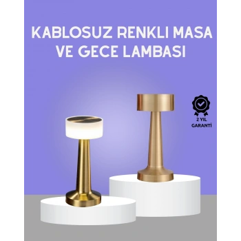 Mey İthalat® Touch Gece Lambası – Dokunmatik Kontrol, Kablosuz Kullanım, Metal Gövde