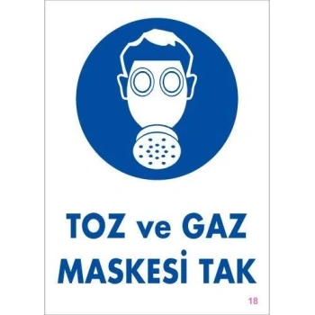 Mey İthalat® Toz ve Gaz Maskesi Uyarı Levhası 25x35 KOD:18
