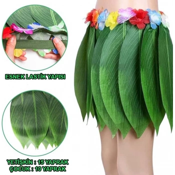 Mey İthalat® Tropikal Esintili Hawaii Yapraklı Parti Eteği Yetişkin Boy