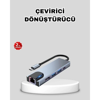 Mey İthalat® Type-C Çoklu Dönüştürücü – Alüminyum Gövde, Hızlı Veri Aktarımı ve Şarj Desteği