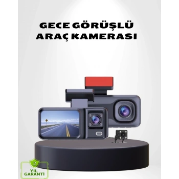 Mey İthalat® Üç Kameralı Dash Cam 170° Geniş Açılı Full HD Gece Görüşlü