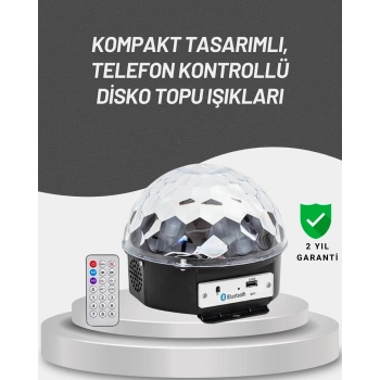 Mey İthalat® Uzaktan Kumandalı RGB LED Disko Topu Bluetooth Hoparlörlü
