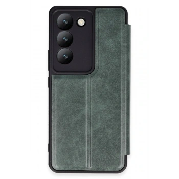 Mey İthalat®  Vivo V30 Lite 4G Kılıf Flip Cover - Koyu Yeşil
