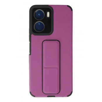 Mey İthalat®  Vivo Y16 Kılıf Mega Standlı Silikon - Mor