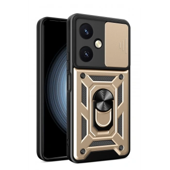 Mey İthalat® Vivo Y27 Kılıf Pars Lens Yüzüklü Silikon - Gold