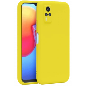 Mey İthalat®  Vivo Y53S Kılıf Nano içi Kadife Silikon - Sarı