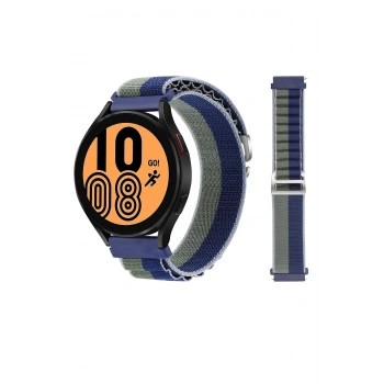 Mey İthalat®  Watch 20mm KR410 Kumaş Kordon - Lacivert-Yeşil