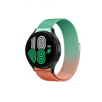 Mey İthalat®  Watch 20mm Metal Mıknatıslı Kordon - Turuncu-Yeşil