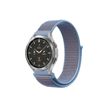 Mey İthalat®  Watch 22mm Hasırlı Cırtcırtlı Kordon - Mavi