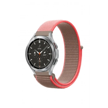 Mey İthalat®  Watch 22mm Hasırlı Cırtcırtlı Kordon - Pembe
