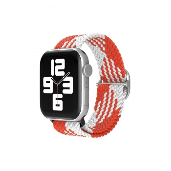 Mey İthalat®  Watch 22mm Star Kordon - Beyaz-Kırmızı
