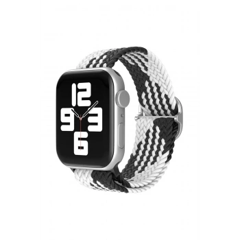 Mey İthalat®  Watch 22mm Star Kordon - Siyah-Beyaz