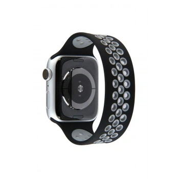 Mey İthalat®   Watch 38mm Ayarlı Delikli Silikon Kordon - Siyah-Gri