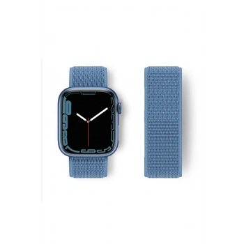 Mey İthalat®   Watch 38mm Hasırlı Cırtcırtlı Kordon - Mavi