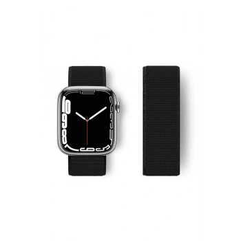 Mey İthalat®   Watch 38mm Hasırlı Cırtcırtlı Kordon - Siyah