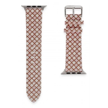 Mey İthalat®   Watch 38mm Karo Motif Kordon - Pembe