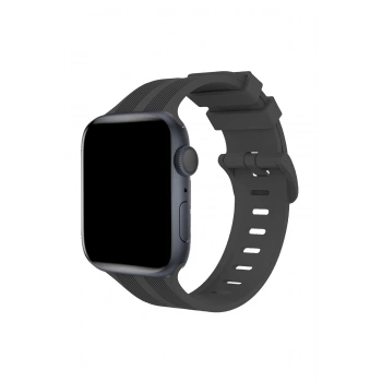 Mey İthalat®   Watch 38mm KR408 Çizgili Silikon Kordon - Koyu Gri