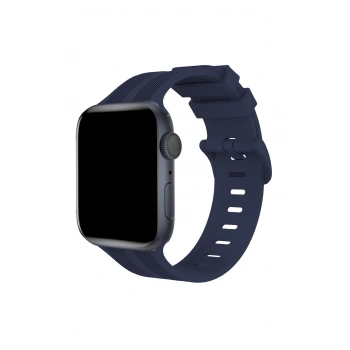 Mey İthalat®   Watch 38mm KR408 Çizgili Silikon Kordon - Lacivert