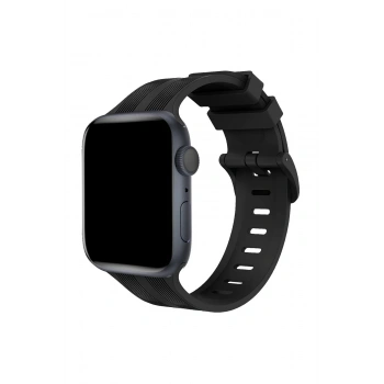 Mey İthalat®   Watch 38mm KR408 Çizgili Silikon Kordon - Siyah