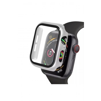 Mey İthalat®   Watch 40mm Camlı Kasa Ekran Koruyucu - Gümüş