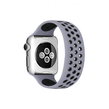Mey İthalat®   Watch 42mm Ayarlı Delikli Silikon Kordon - Gri-Siyah