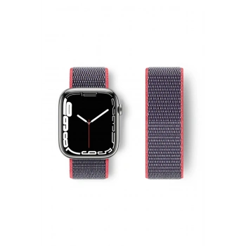 Mey İthalat®   Watch 42mm Hasırlı Cırtcırtlı Kordon - Pembe