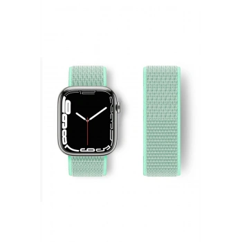 Mey İthalat®   Watch 42mm Hasırlı Cırtcırtlı Kordon - Turkuaz