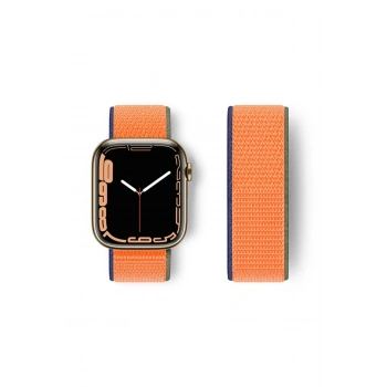 Mey İthalat®   Watch 42mm Hasırlı Cırtcırtlı Kordon - Turuncu