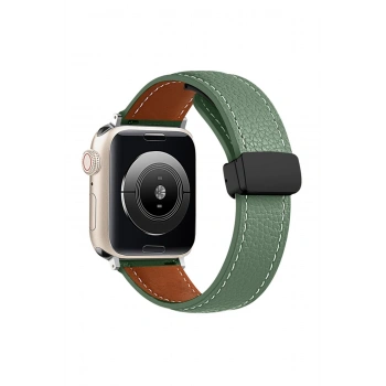 Mey İthalat®   Watch 42mm KR414 Daks Deri Kordon - Koyu Yeşil