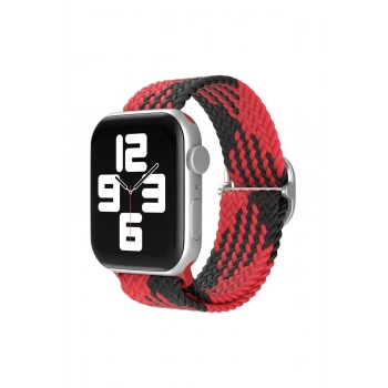 Mey İthalat®   Watch 42mm Star Kordon - Kırmızı-Siyah
