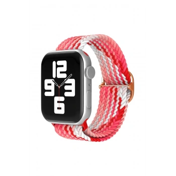 Mey İthalat®   Watch 42mm Star Kordon - Pembe-Kırmızı