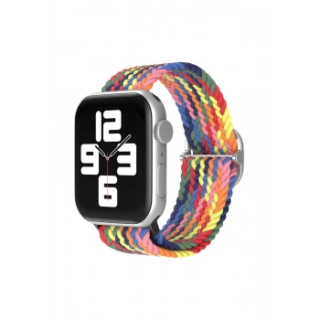 Mey İthalat®   Watch 42mm Star Kordon - Siyah-Kırmızı-Sarı