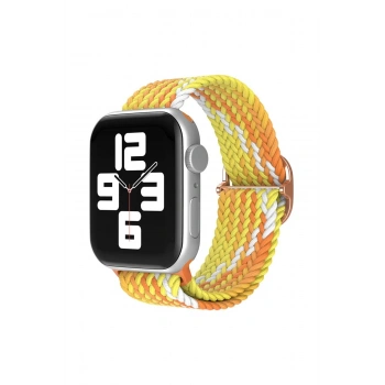 Mey İthalat®   Watch 42mm Star Kordon - Turuncu-Sarı