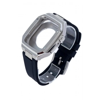 Mey İthalat®   Watch 44mm KR402 Metal Kasa Silikon Kordon - Gümüş