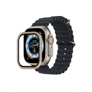Mey İthalat®   Watch Ultra 49mm Alüminyum Kasa Cam Ekran Koruyucu - Gold