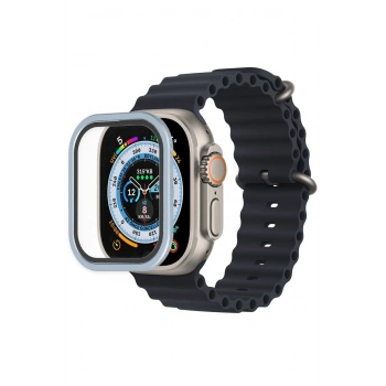 Mey İthalat®   Watch Ultra 49mm Alüminyum Kasa Cam Ekran Koruyucu - Mavi