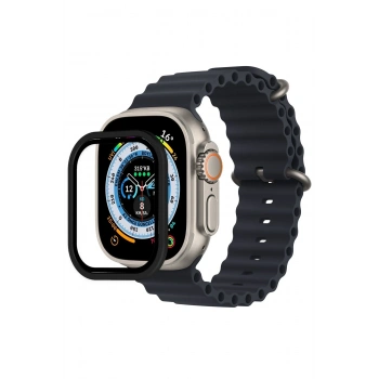 Mey İthalat®   Watch Ultra 49mm Alüminyum Kasa Cam Ekran Koruyucu - Siyah